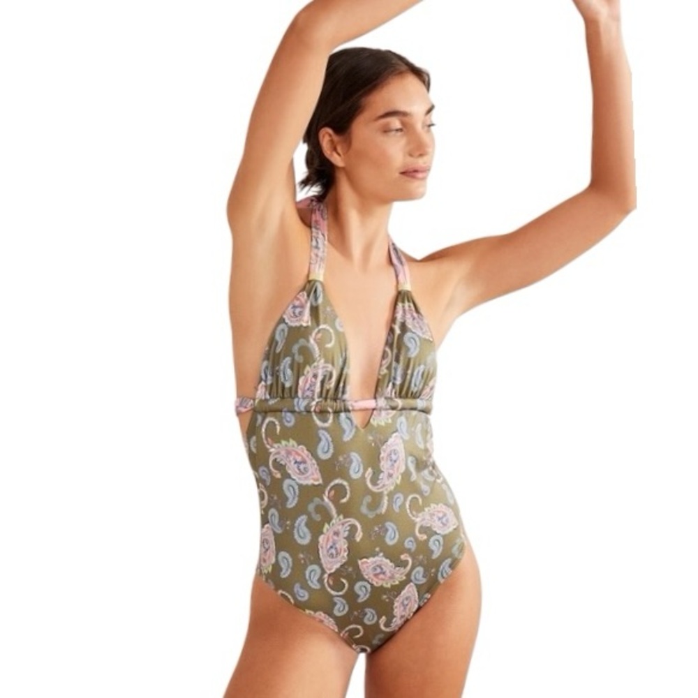 Boden Gatherd Halter One Piece Swimsuit